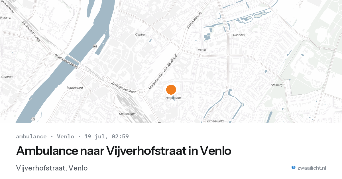 Ambulance naar Vijverhofstraat in Venlo — 19 jul 2026