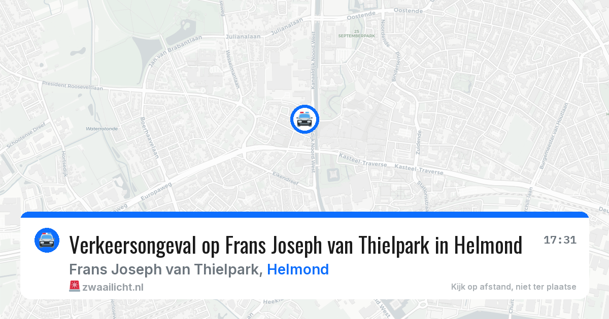 Verkeersongeval op Frans Joseph van Thielpark in Helmond — 7 mei 2026