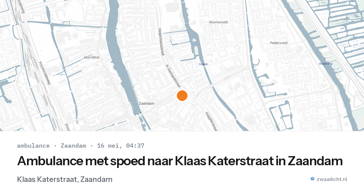 Ambulance met spoed naar Klaas Katerstraat in Zaandam — 16 mei 2026