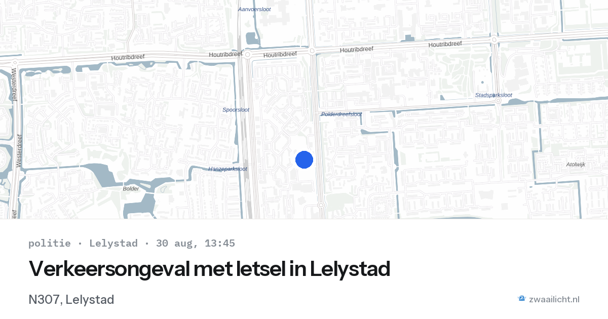 Verkeersongeval met letsel in Lelystad — 30 aug 2026