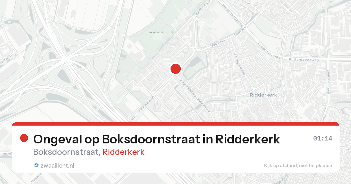 Ongeval op Boksdoornstraat in Ridderkerk — 23 aug 2026