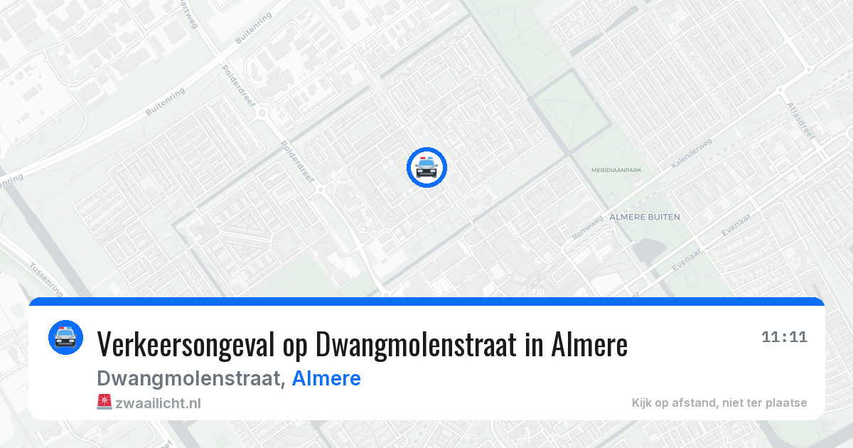 Verkeersongeval op Dwangmolenstraat in Almere — 11 mei 2026