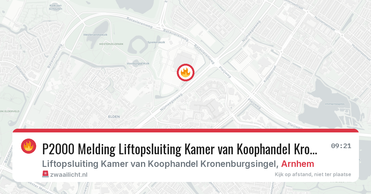 P2000 Melding Liftopsluiting Kamer van Koophandel Kronenburgsingel, Arnhem — 30 jan 2026