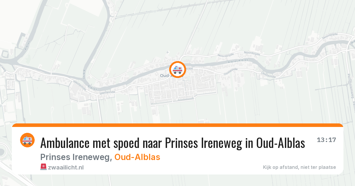 Ambulance met spoed naar Prinses Ireneweg in Oud-Alblas — 23 mei 2026