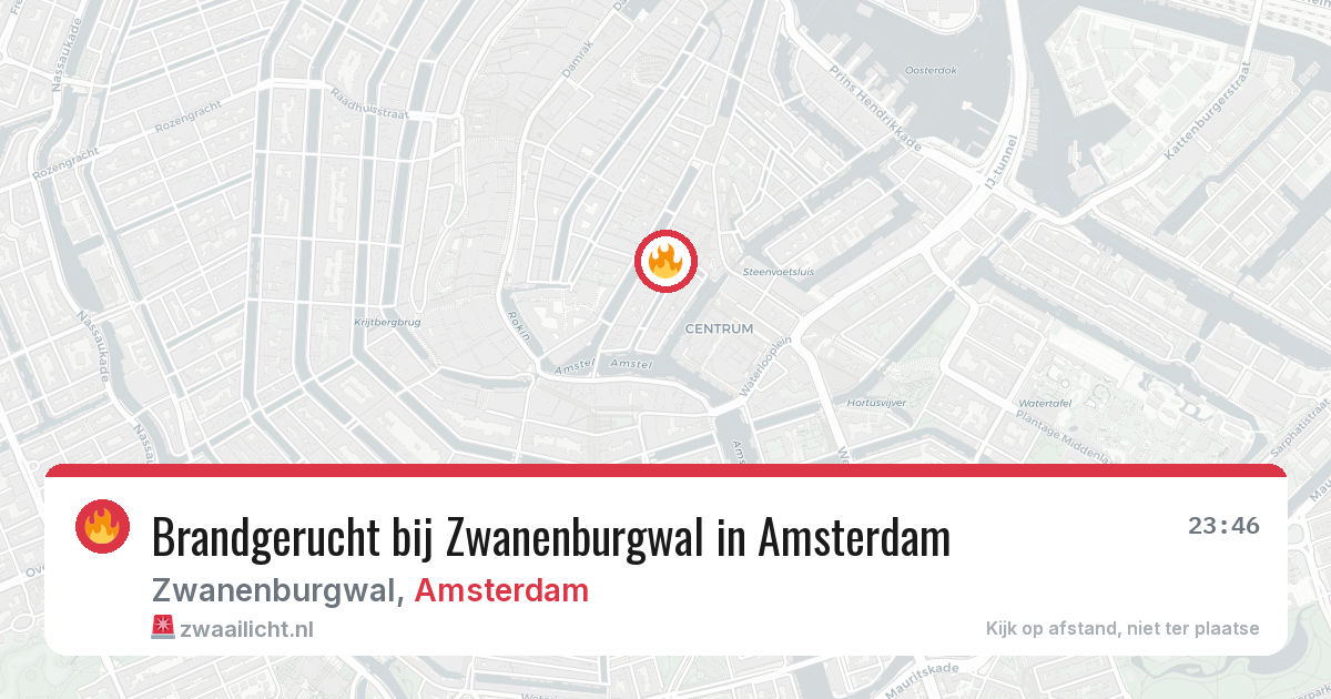 Brandgerucht bij Zwanenburgwal in Amsterdam — 27 apr 2026