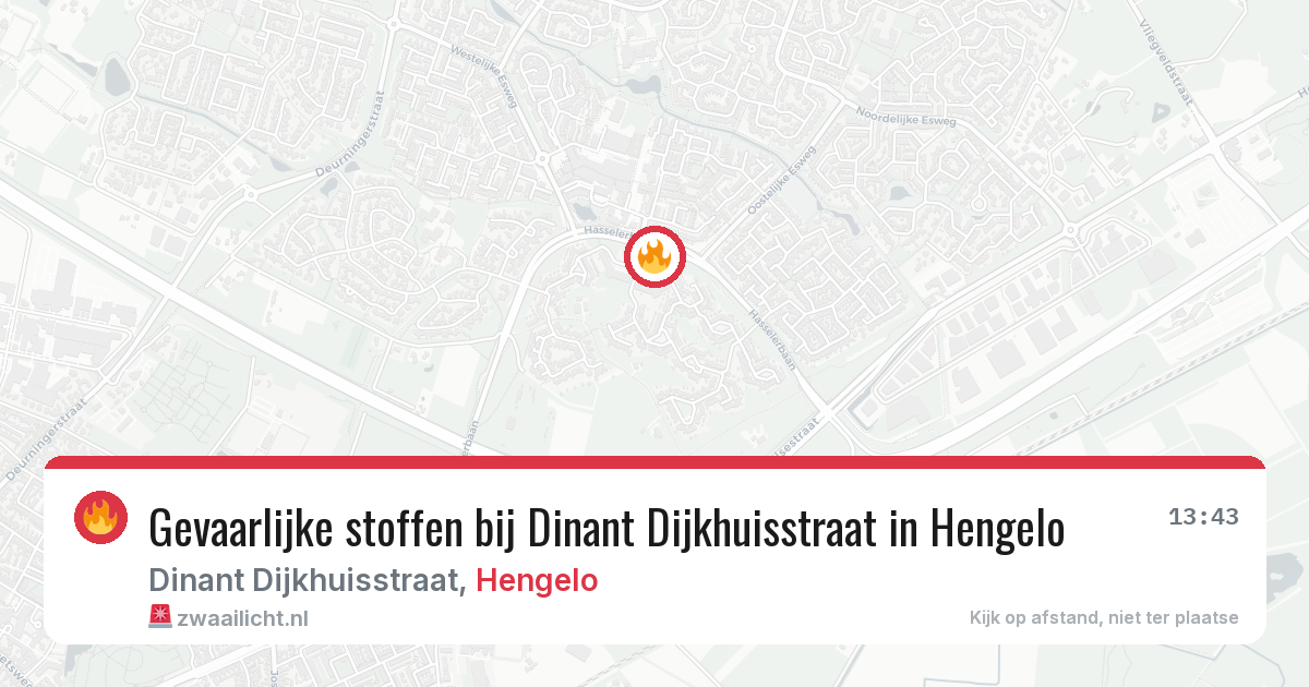Gevaarlijke stoffen bij Dinant Dijkhuisstraat in Hengelo — 28 jun 2026