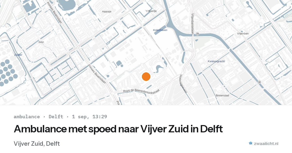 Ambulance met spoed naar Vijver Zuid in Delft — 1 sep 2026