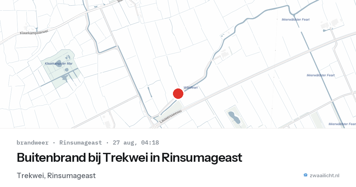 Buitenbrand bij Trekwei in Rinsumageast — 27 aug 2026