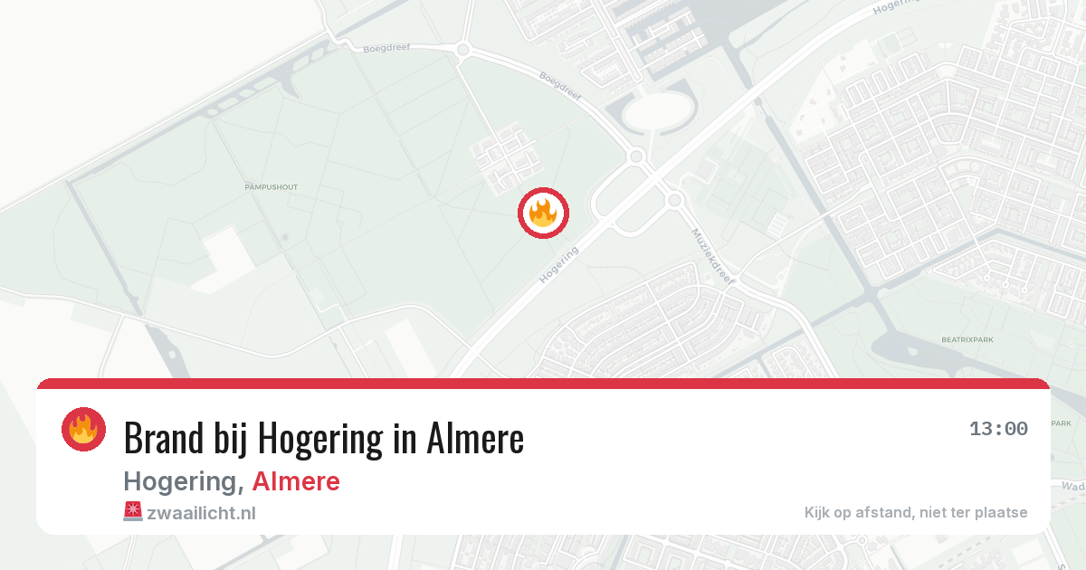 Brand bij Hogering in Almere — 12 aug 2026