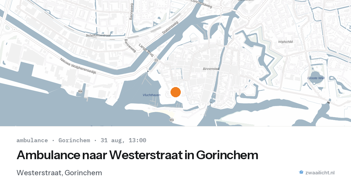 Ambulance naar Westerstraat in Gorinchem — 31 aug 2026