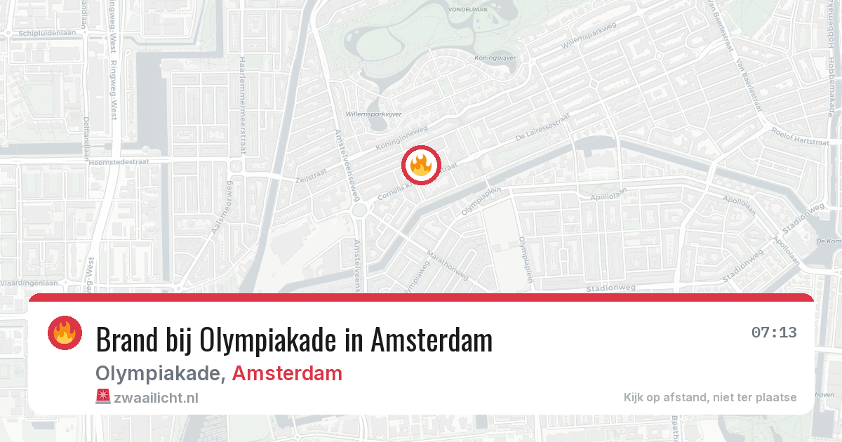 Brand bij Olympiakade in Amsterdam — 27 apr 2026