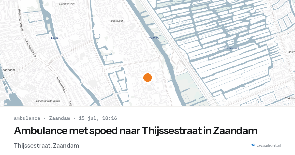Ambulance met spoed naar Thijssestraat in Zaandam — 15 jul 2026