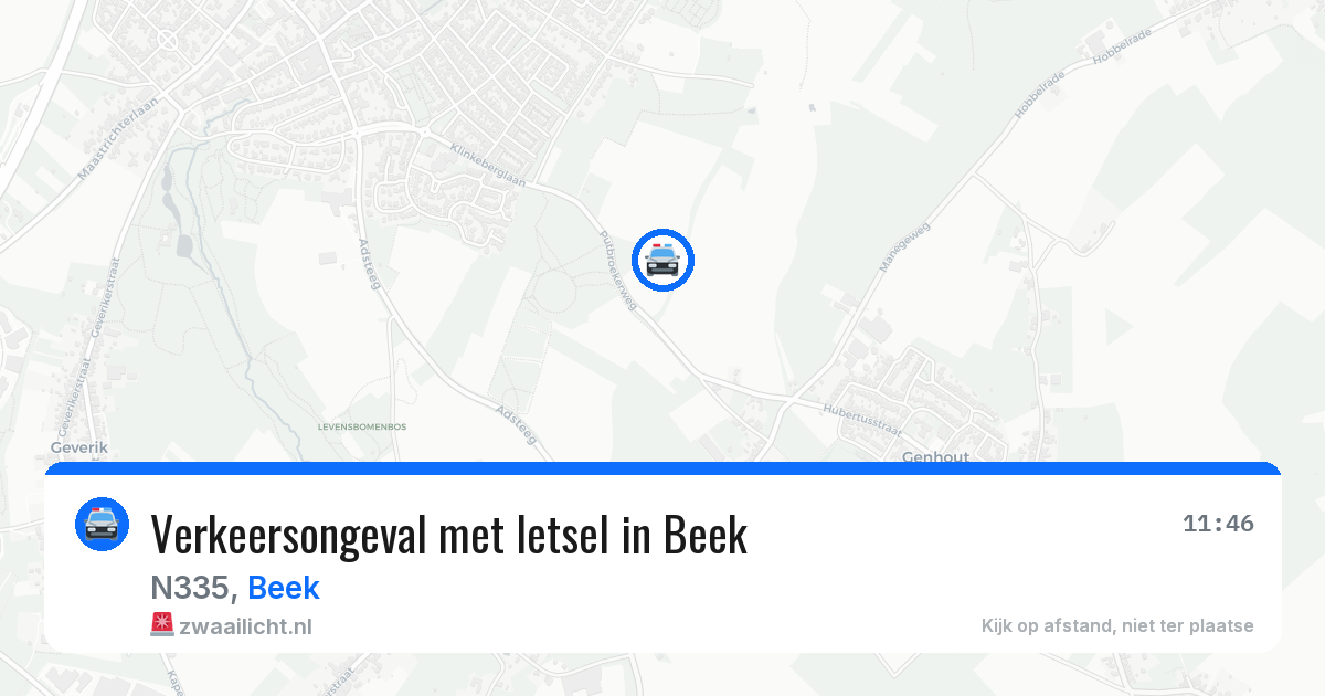 Verkeersongeval met letsel in Beek — 12 aug 2026
