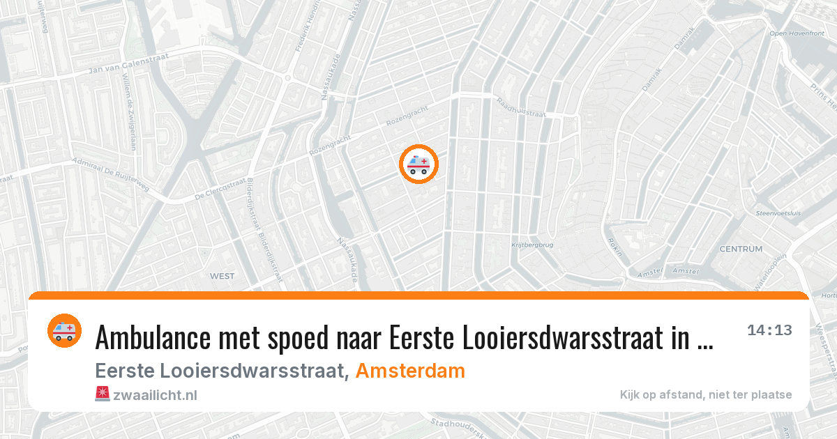 Ambulance met spoed naar Eerste Looiersdwarsstraat in Amsterdam — 26 apr 2026