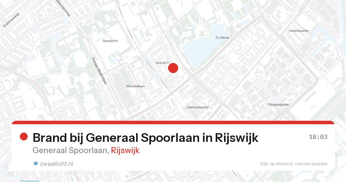 Brand bij Generaal Spoorlaan in Rijswijk — 27 aug 2026