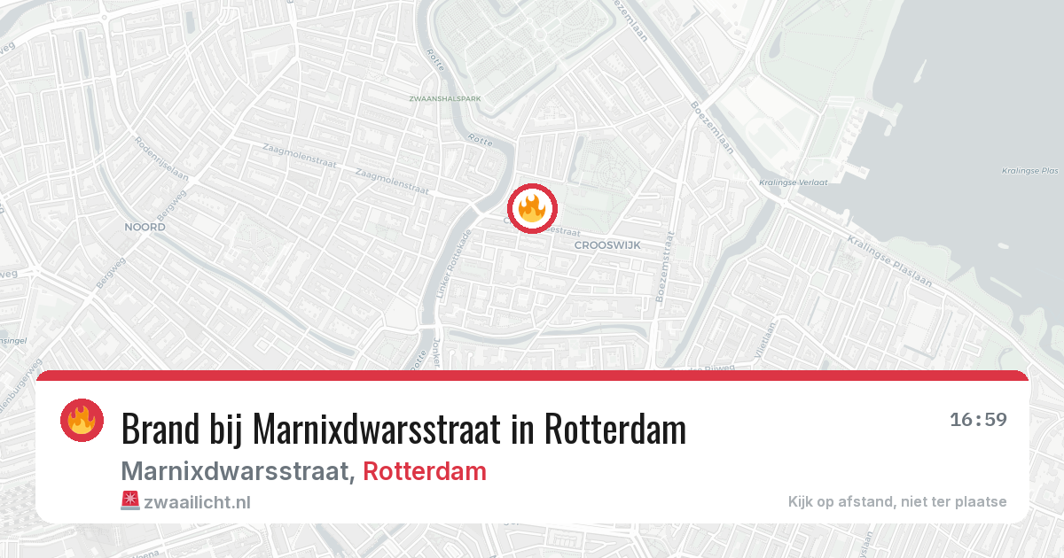 Brand bij Marnixdwarsstraat in Rotterdam — 9 aug 2026