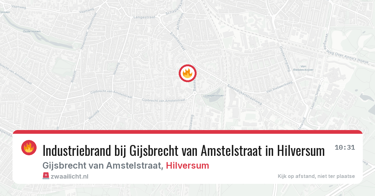 Industriebrand bij Gijsbrecht van Amstelstraat in Hilversum — 18 jun 2026
