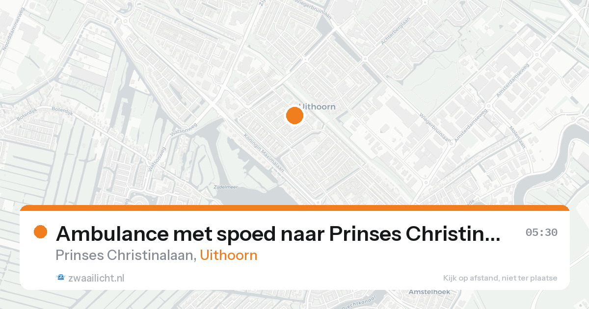 Ambulance met spoed naar Prinses Christinalaan in Uithoorn — 18 aug 2026