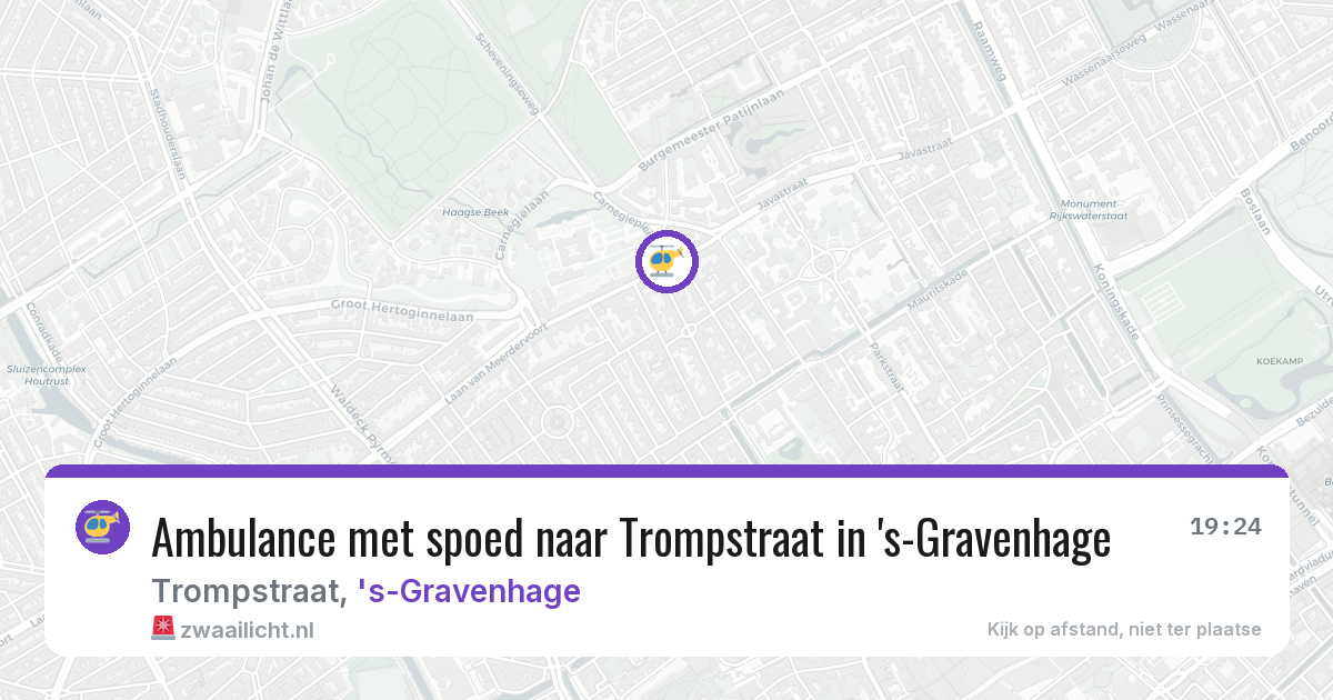 Ambulance met spoed naar Trompstraat in 's-Gravenhage — 14 aug 2026