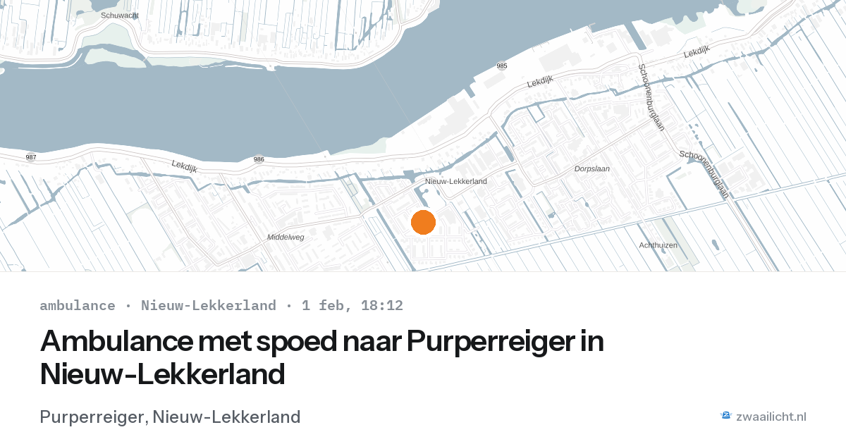 Ambulance met spoed naar Purperreiger in Nieuw-Lekkerland — 1 feb 2026