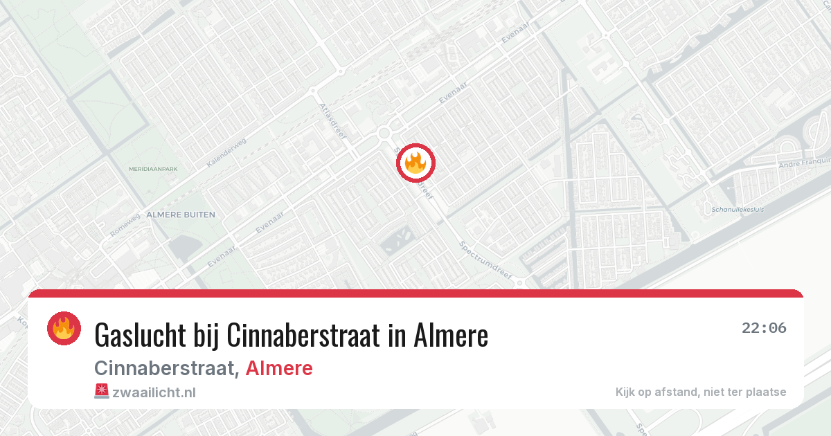 Gaslucht bij Cinnaberstraat in Almere — 12 jul 2026