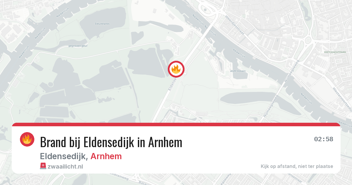 Brand bij Eldensedijk in Arnhem — 6 aug 2026