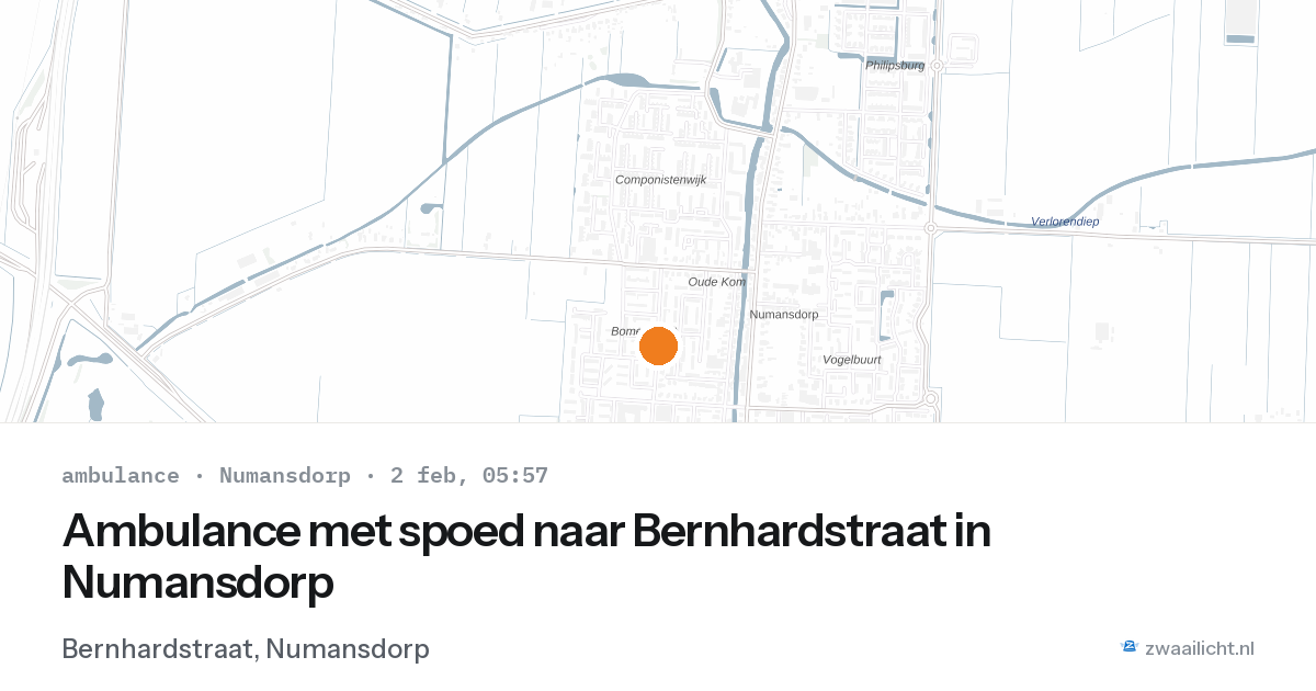 Ambulance met spoed naar Bernhardstraat in Numansdorp — 2 feb 2026