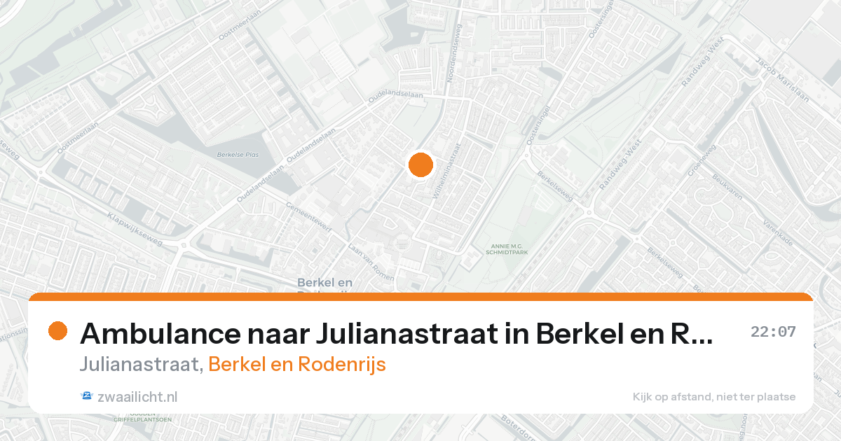 Ambulance naar Julianastraat in Berkel en Rodenrijs — 15 aug 2026