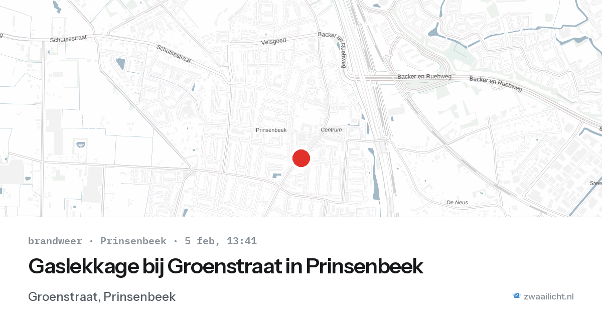 Gaslekkage bij Groenstraat in Prinsenbeek — 5 feb 2026