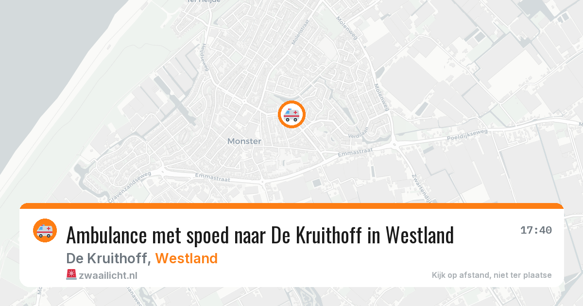 Ambulance met spoed naar De Kruithoff in Westland — 10 aug 2026