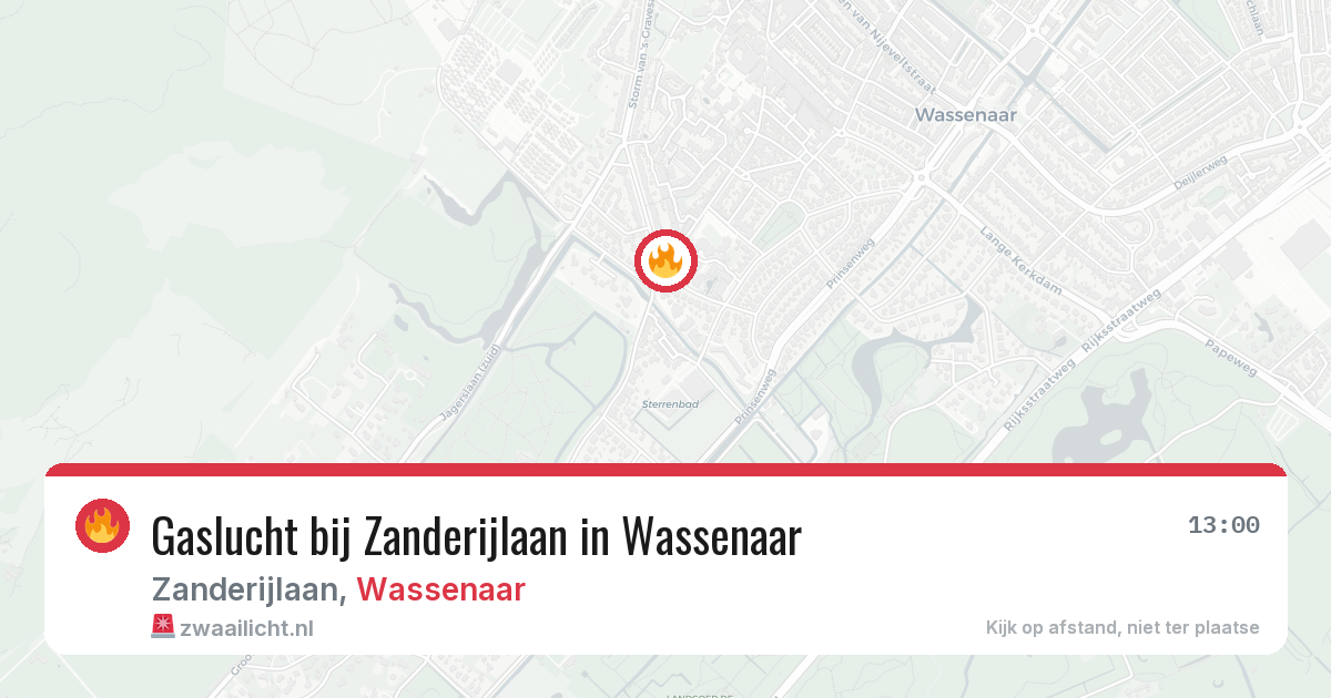 Gaslucht bij Zanderijlaan in Wassenaar — 3 apr 2026