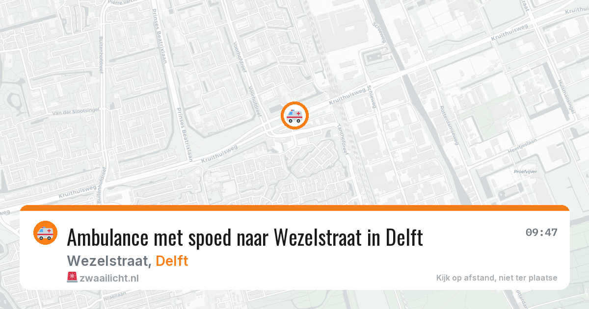 Ambulance met spoed naar Wezelstraat in Delft — 25 mrt 2026