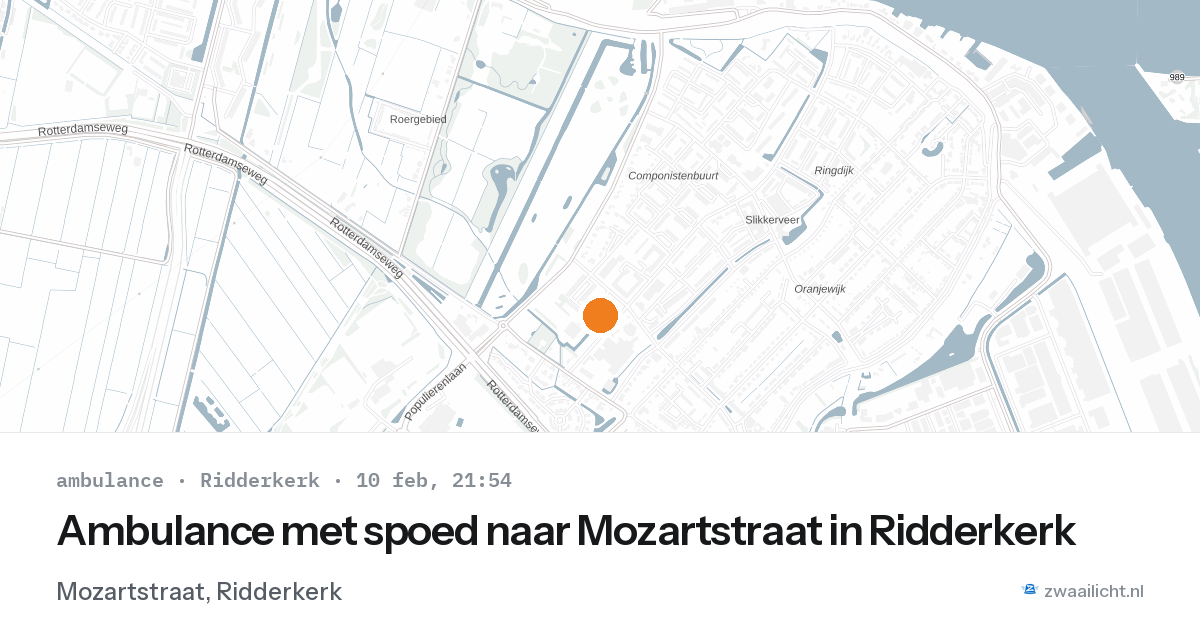 Ambulance met spoed naar Mozartstraat in Ridderkerk — 10 feb 2026