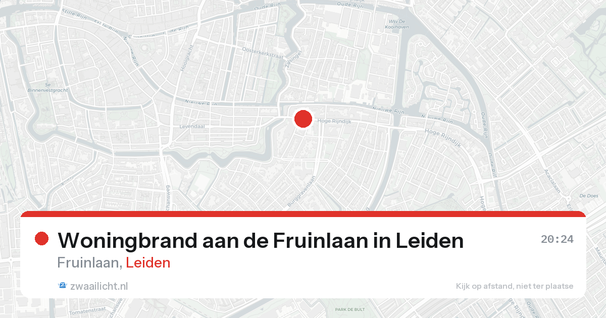 Woningbrand aan de Fruinlaan in Leiden — 20 aug 2026