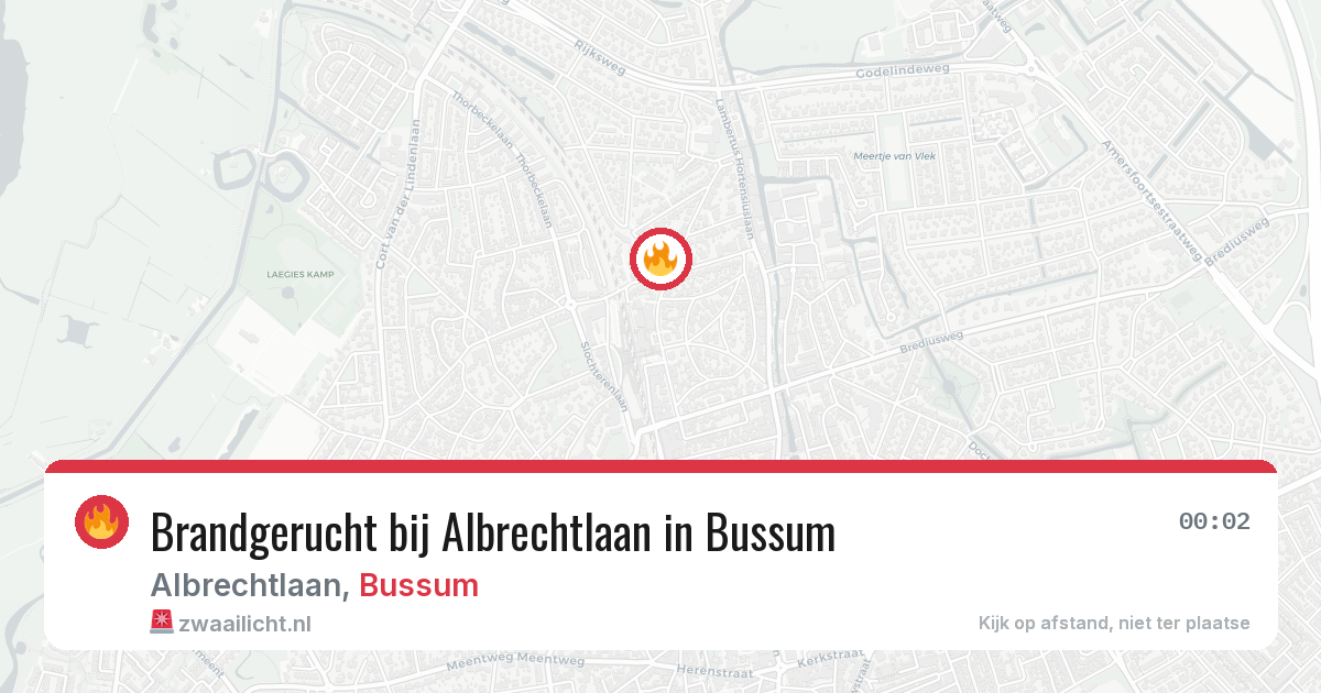 Brandgerucht bij Albrechtlaan in Bussum — 10 aug 2026
