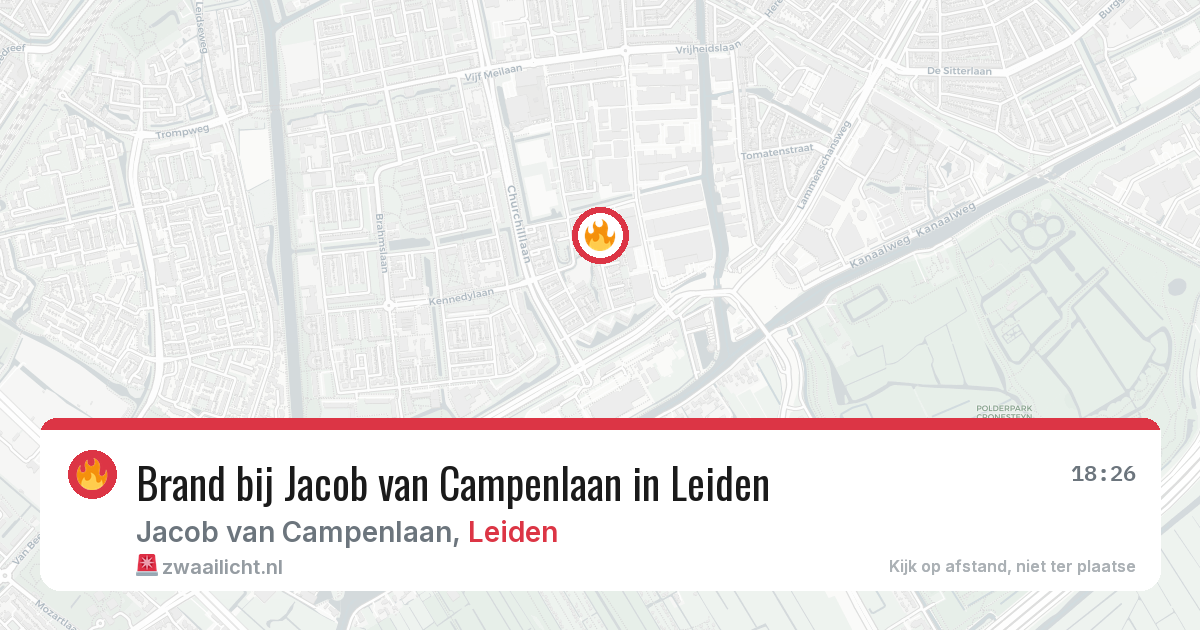 Brand bij Jacob van Campenlaan in Leiden — 29 jun 2026