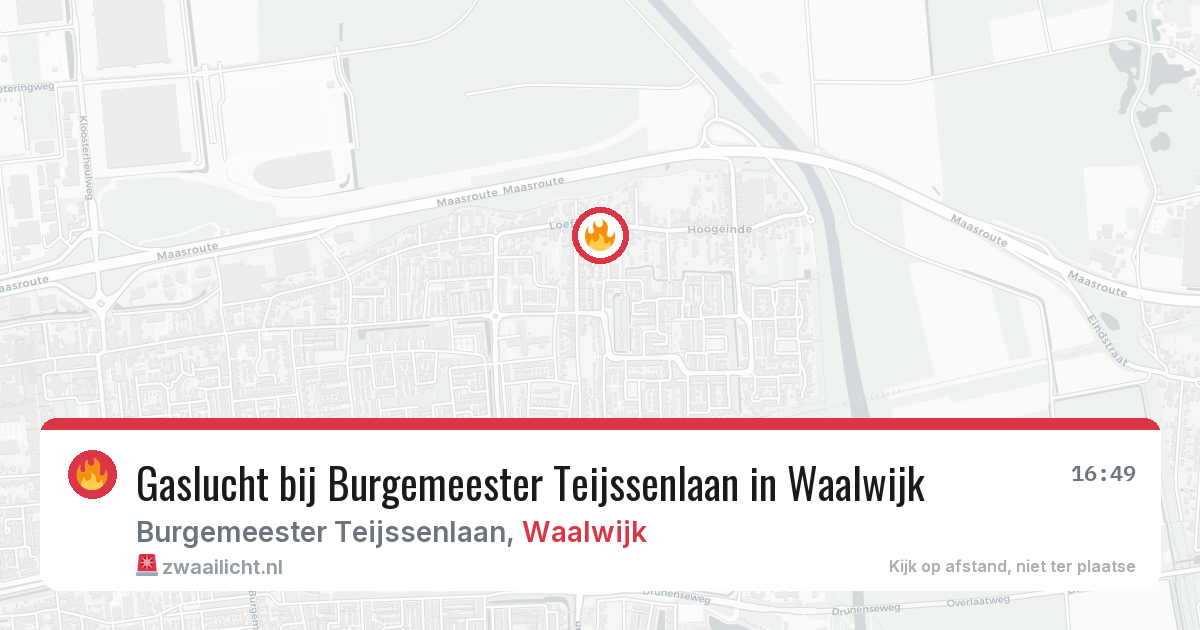 Gaslucht bij Burgemeester Teijssenlaan in Waalwijk — 7 jul 2026