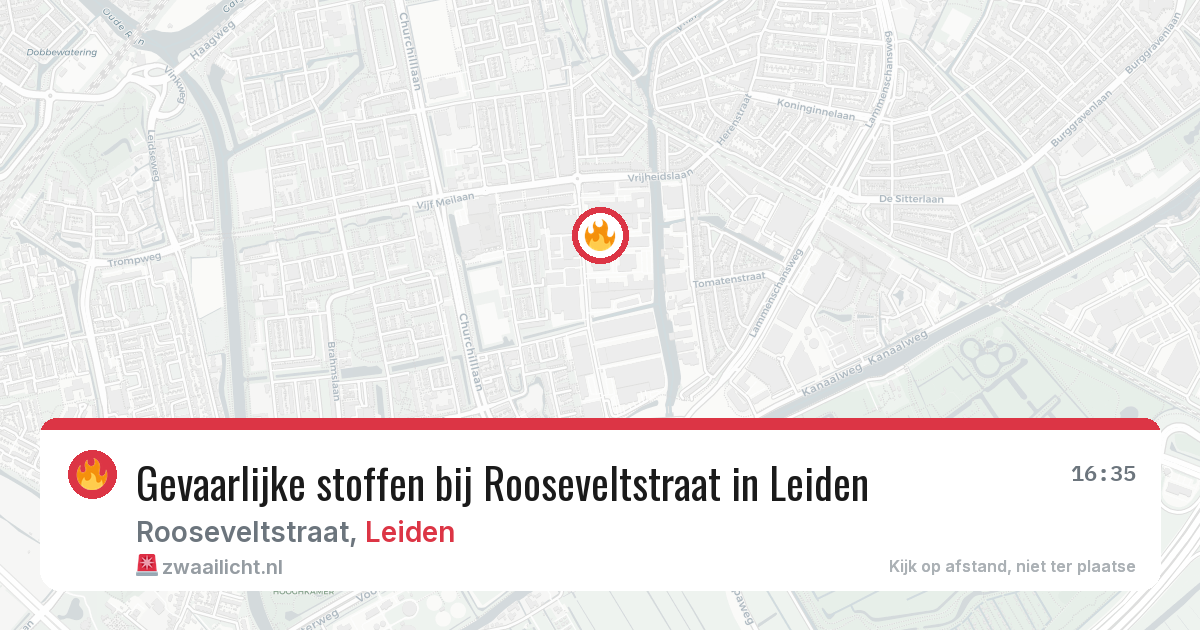Gevaarlijke stoffen bij Rooseveltstraat in Leiden — 6 aug 2026