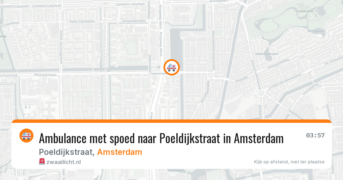 Ambulance met spoed naar Poeldijkstraat in Amsterdam — 29 jun 2026