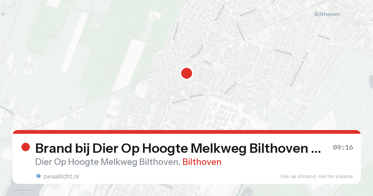 Brand bij Dier Op Hoogte Melkweg Bilthoven in Bilthoven — 26 aug 2026