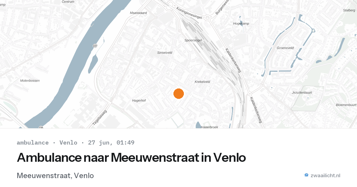 Ambulance naar Meeuwenstraat in Venlo — 26 jun 2026