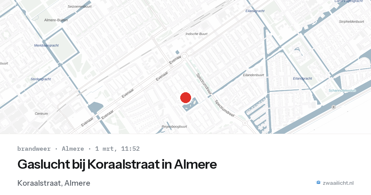 Gaslucht bij Koraalstraat in Almere — 1 mrt 2026