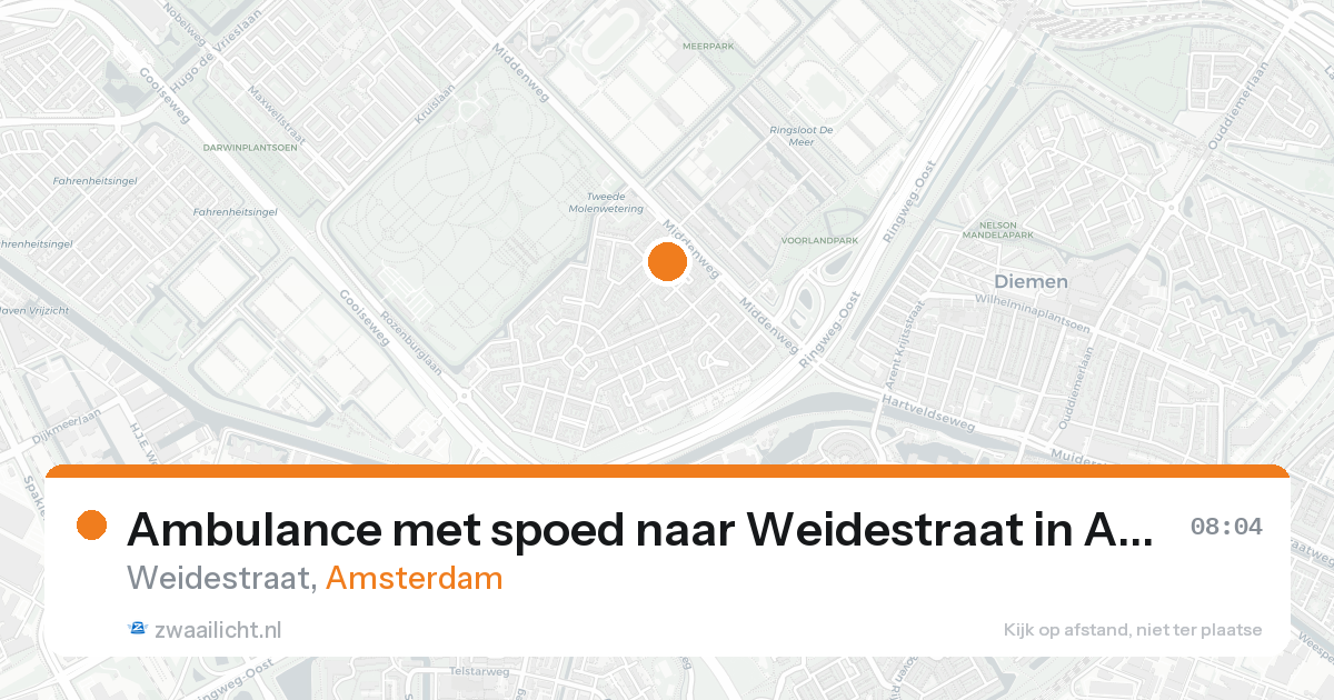 Ambulance met spoed naar Weidestraat in Amsterdam — 23 aug 2026