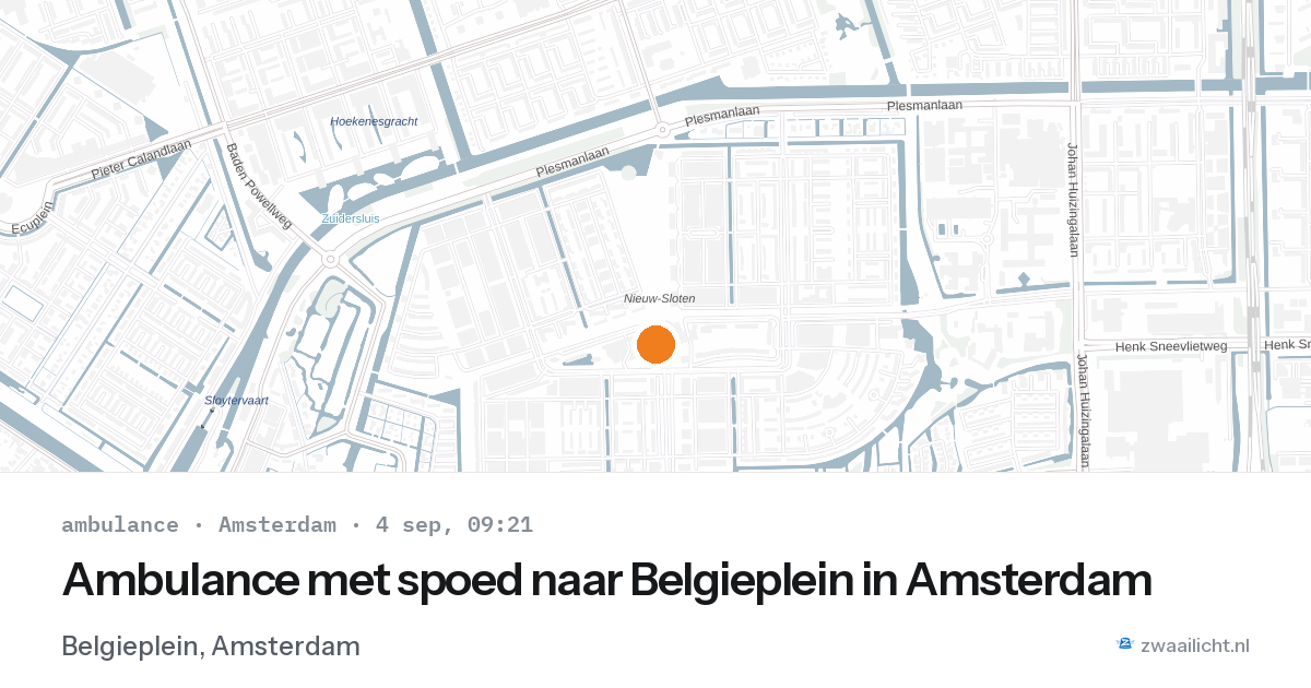 Ambulance met spoed naar Belgieplein in Amsterdam — 4 sep 2026