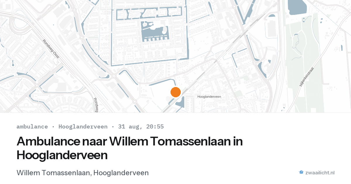 Ambulance naar Willem Tomassenlaan in Hooglanderveen — 31 aug 2026