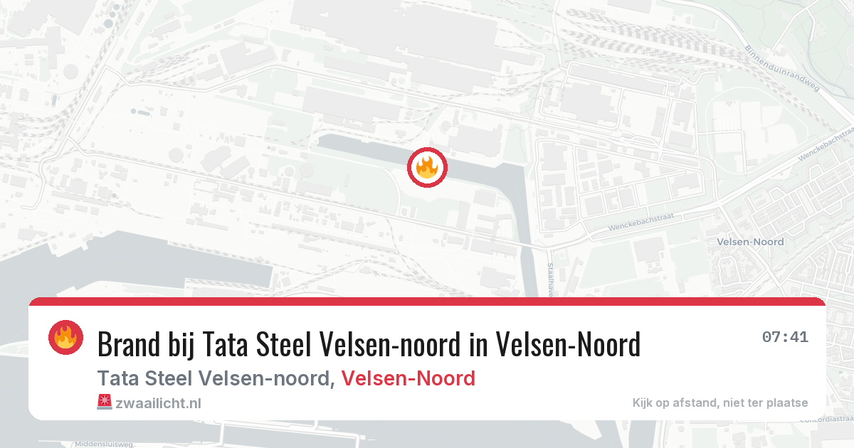 Brand bij Tata Steel Velsen-noord in Velsen-Noord — 13 aug 2026