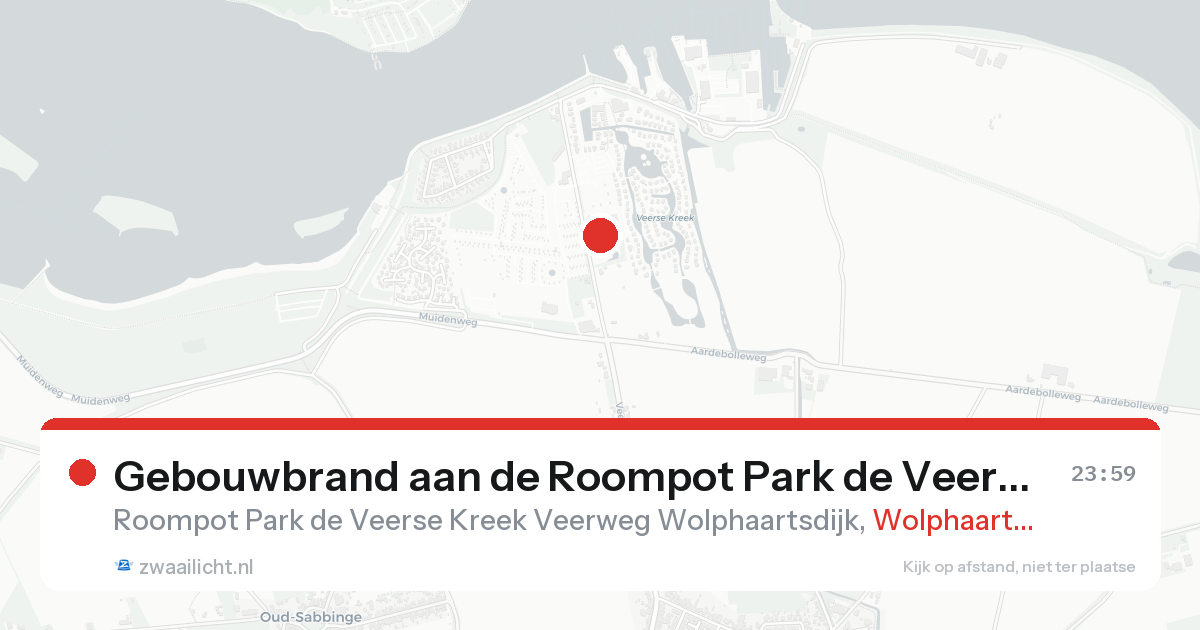 Gebouwbrand aan de Roompot Park de Veerse Kreek Veerweg Wolphaartsdijk in Wolphaartsdijk — 23 aug 2026