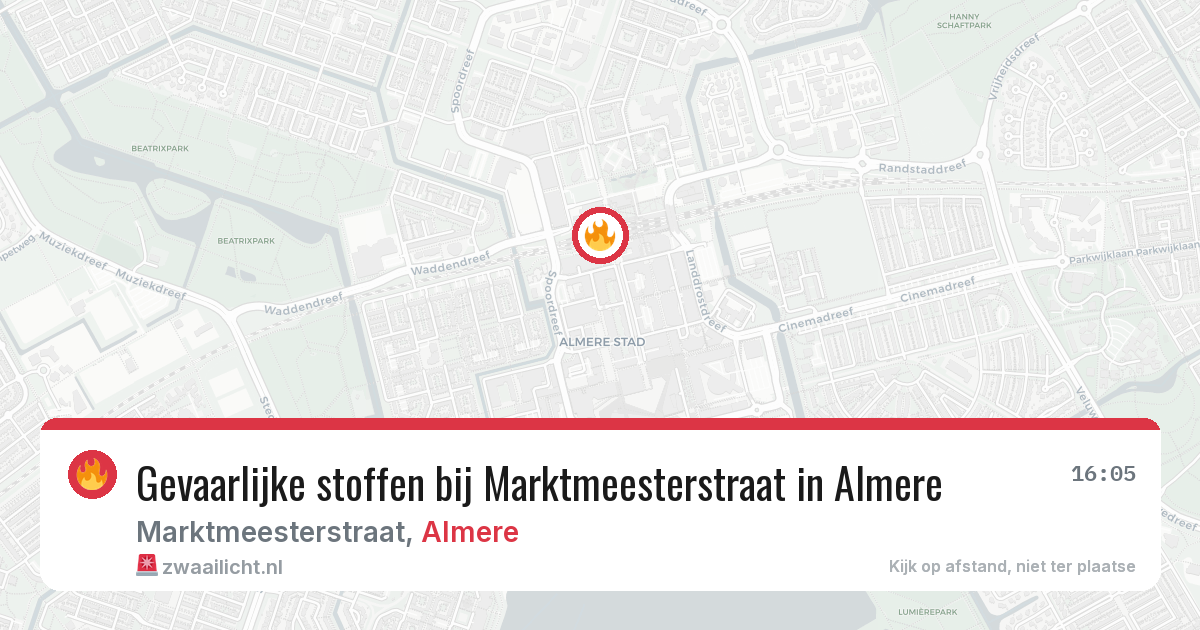 Gevaarlijke stoffen bij Marktmeesterstraat in Almere — 9 jun 2026