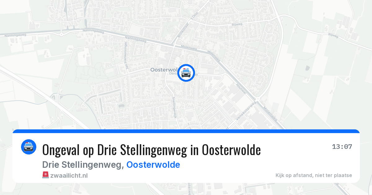 Ongeval op Drie Stellingenweg in Oosterwolde — 25 mei 2026