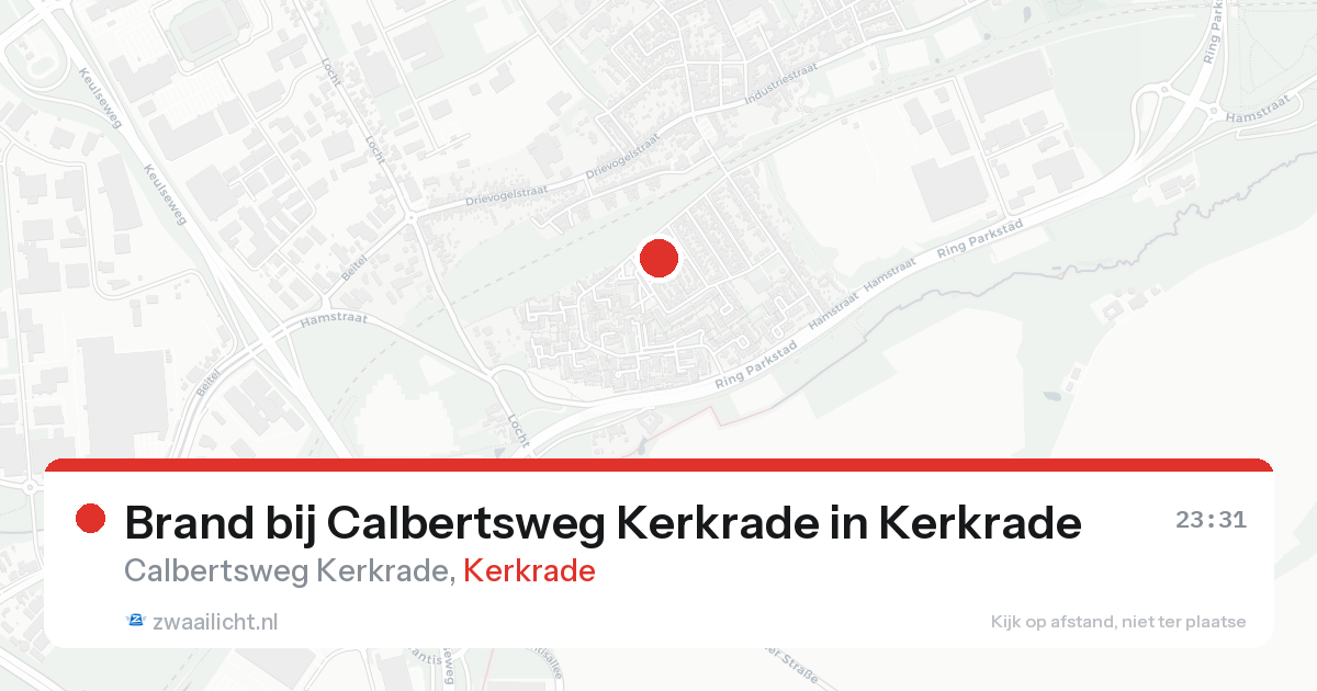 Brand bij Calbertsweg Kerkrade in Kerkrade — 20 aug 2026